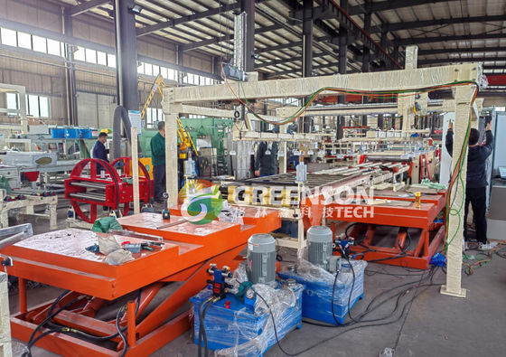 Harga yang bagus Mesin Laminasi Papan Gipsum Otomatis Penuh dengan Daya 100KW dan Performa Halus untuk Laminasi Film PVC on line